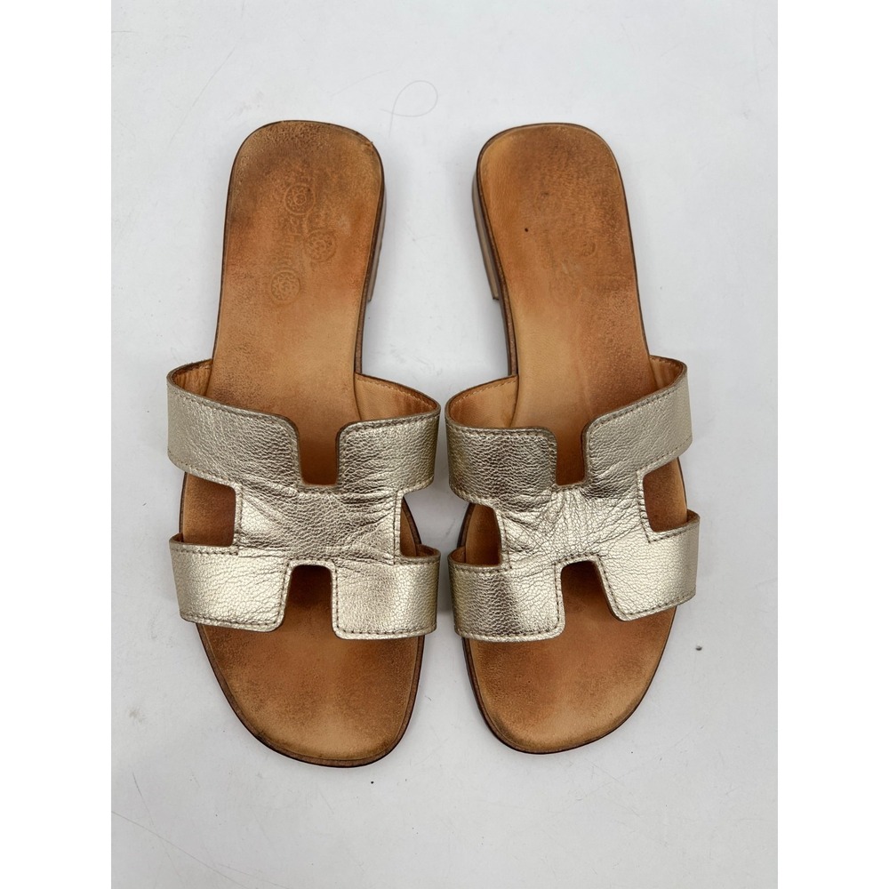 Tres‎ Denari Positano Gold Leather Sandals Boho Beachcore Women's Sz 39 US 9
